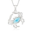 Larimar Crab Pendant Necklace in Sterling Silver