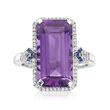 8.00 Carat Amethyst and .21 ct. t.w. Diamond Ring with Sapphire Accents in 14kt White Gold