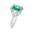 3.70 Carat Emerald and 1.14 ct. t.w. Diamond Ring in 18kt White Gold
