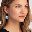 Larimar and 7.90 ct. t.w. Blue and White Topaz Drop Earrings in Sterling Silver