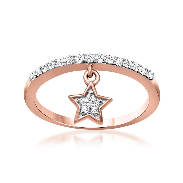 .20 ct. t.w. Diamond Star Charm Ring in 18kt Rose Gold Over Sterling