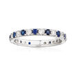 .50 ct. t.w. Sapphire and .50 ct. t.w. Diamond Eternity Band in 14kt White Gold
