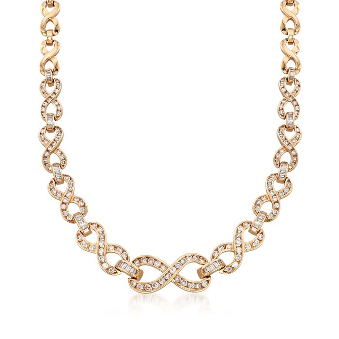 C. 1980 Vintage 5.25 ct. t.w. Diamond Infinity Necklace in 14kt Yellow Gold