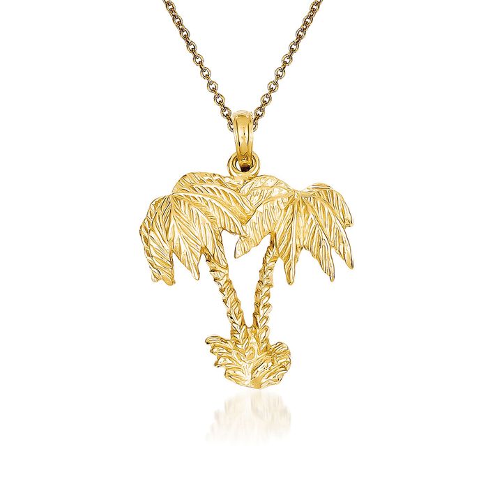 14kt Yellow Gold Palm Tree Pendant Necklace