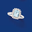 1.40 Carat Aquamarine and .36 ct. t.w. Diamond Ring in 14kt White Gold
