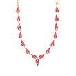 30.00 ct. t.w. Ruby Leaf Necklace in 18kt Gold Over Sterling