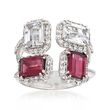 3.70 ct. t.w. Rhodolite Garnet and 1.10 ct. t.w. White Topaz Ring with Rock Crystal in Sterling Silver