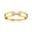 14kt Yellow Gold Paper Clip Link Ring with Diamond Accents
