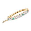 C. 1970 Vintage 1.00 ct. t.w. Emerald and .40 ct. t.w. Diamond Bangle Bracelet in Platinum and 14kt Yellow Gold