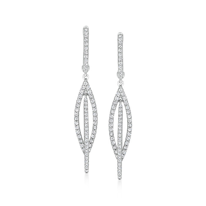 .75 ct. t.w. Diamond Navette Hoop Drop Earrings