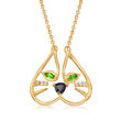 .56 ct. t.w. Multi-Gemstone Cat Face Necklace in 18kt Gold Over Sterling 