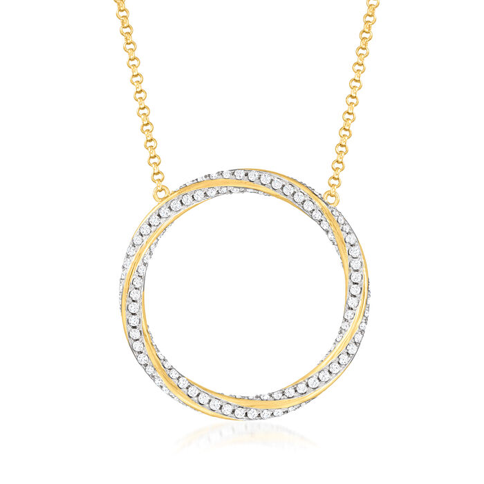 Charles Garnier 1.48 ct. t.w. CZ Twisted-Circle Necklace in 18kt Gold Over Sterling