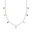 2.10 ct. t.w. Simulated Multi-Gemstone Drop Necklace in Sterling Silver