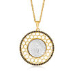 Italian .50 ct. t.w. Black Spinel Genuine Bumblebee Lira Coin Pendant Necklace in 18kt Gold Over Sterling
