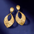 Italian 14kt Yellow Gold Hammered Teardrop Earrings
