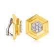 C. 1970 Vintage .85 ct. t.w. Diamond Hexagon Clip-On Earrings in 18kt Yellow Gold