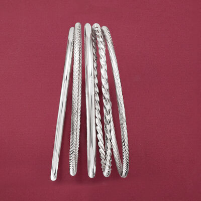 Sterling Silver Jewelry Set: Five Bangle Bracelets