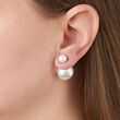 8-16mm Shell Pearl Front-Back Earrings in Sterling Silver