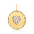 .49 ct. t.w. Pave Diamond Heart Circle Pendant in 14kt Yellow Gold