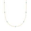 Blue and White Enamel Evil Eye Station Necklace in 14kt Yellow Gold