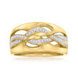 .15 ct. t.w. Diamond Art Deco-Style Highway Ring in 18kt Gold Over Sterling