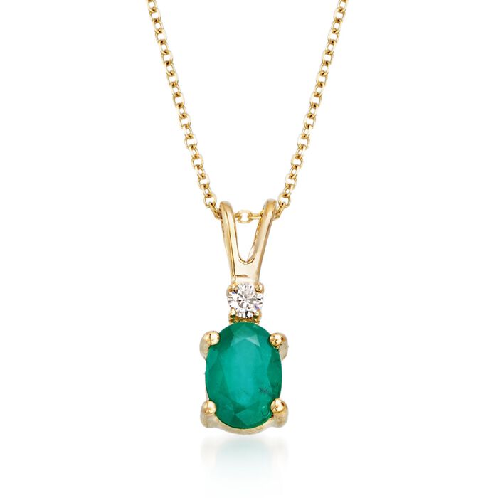 .70 Carat Emerald Pendant Necklace with Diamond Accent in 18kt Yellow Gold