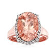4.60 Carat Morganite and .40 ct. t.w. White Zircon Ring in 14kt Rose Gold