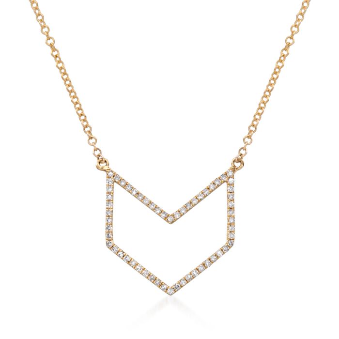 .18 ct. t.w. Diamond Open Chevron Necklace in 14kt Yellow Gold