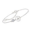 Sterling Silver Personalized Single-Initial Disc Bracelet with Birthstone Apr/Diamond