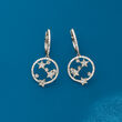 .63 ct. t.w. Diamond Open-Circle Star Hoop Drop Earrings in 14kt White Gold