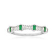 .14 ct. t.w. Diamond and .10 ct. t.w. Emerald Ring in 14kt White Gold