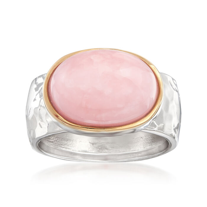 Pink Opal Ring in Sterling Silver and 14kt Yellow Gold