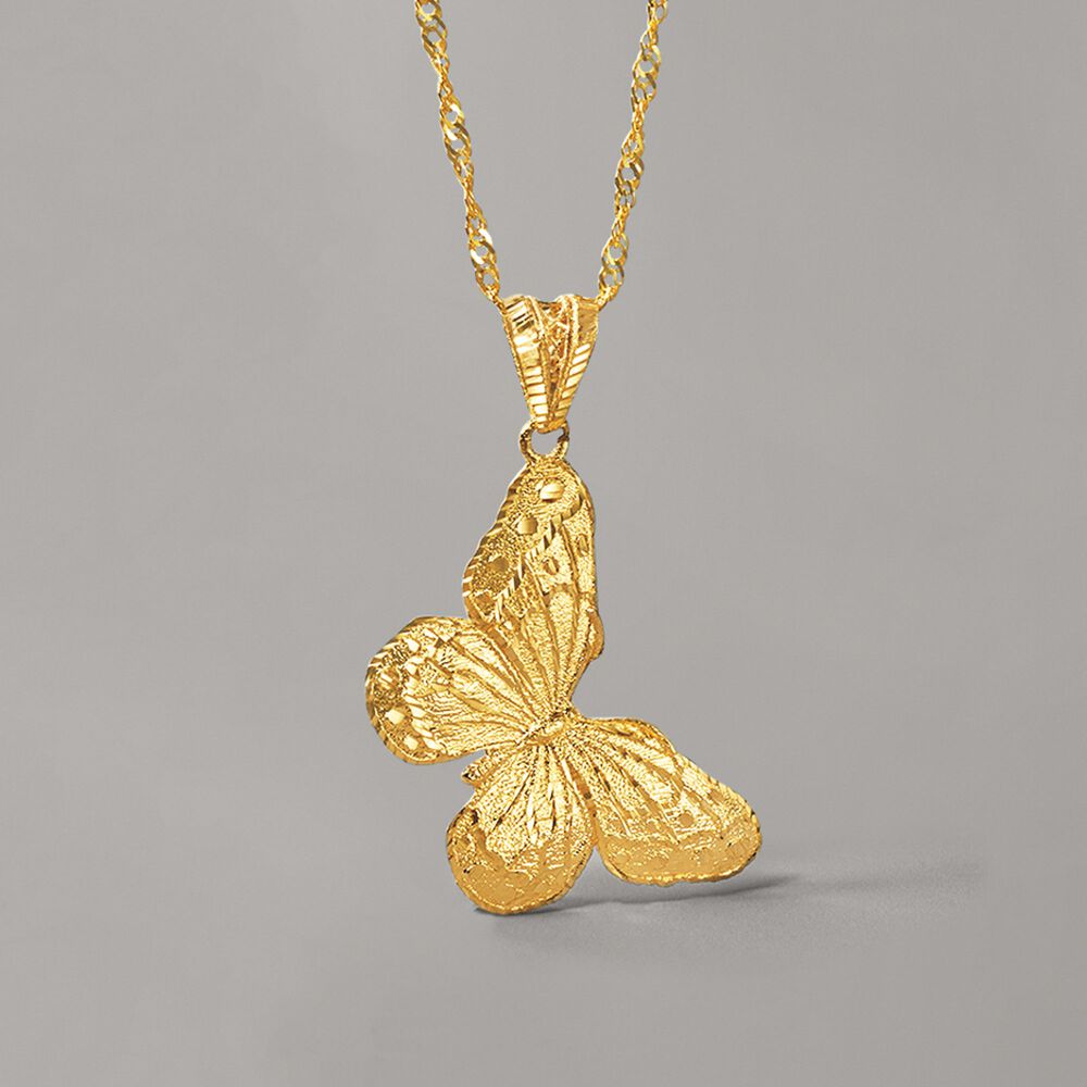 Italian 18kt Yellow Gold Butterfly Pendant | Ross-Simons