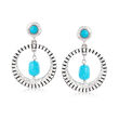 Turquoise Open-Circle Drop Earrings in Sterling Silver