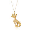 C. 1970 Vintage .20 Carat Diamond and .10 ct. t.w. Chrysoberyl Cat Pendant Necklace in 14kt Yellow Gold