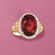 8.50 Carat Garnet and .19 ct. t.w. Diamond Ring in 14kt Yellow Gold