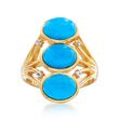Stabilized Turquoise Ring with White Topaz Accents in 14kt Gold Over Sterling