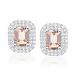 1.80 ct. t.w. Morganite Earrings with .74 ct. t.w. Diamonds in 14kt White Gold