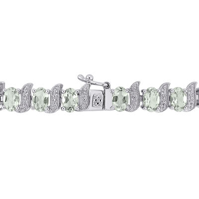 9.60 ct. t.w. Prasiolite Bracelet with Diamond Accents in Sterling Silver
