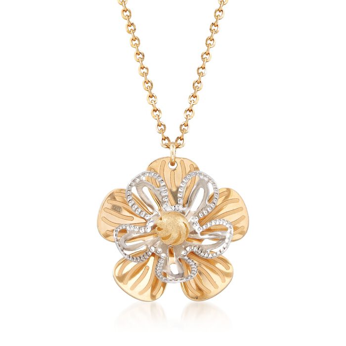 Italian Flower Necklace in 14kt Two-Tone Gold
