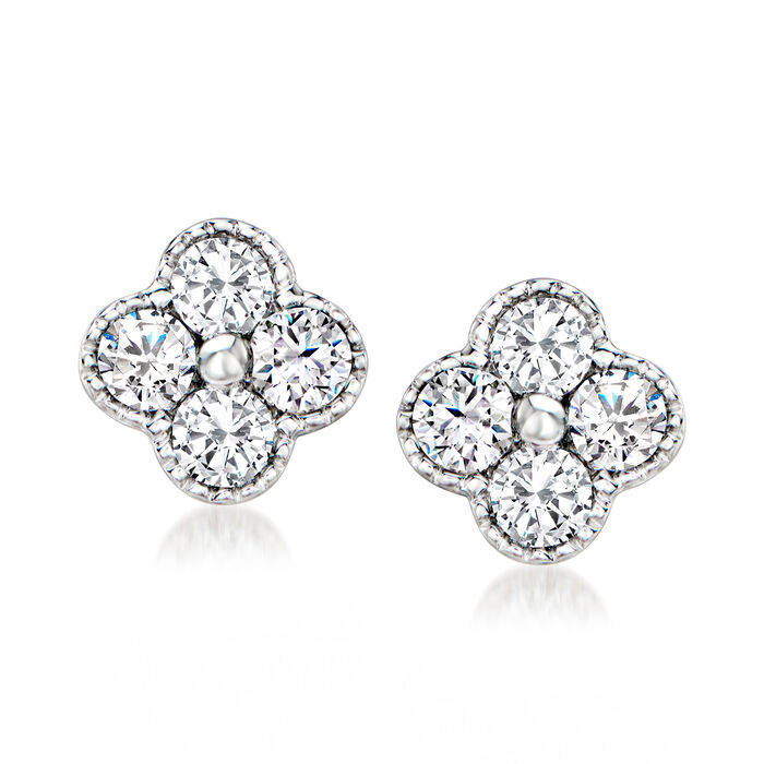 .50 ct. t.w. Diamond Clover Earrings in 14kt White Gold