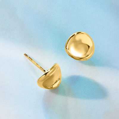 Italian 14kt Yellow Gold Concave Disc Stud Earrings