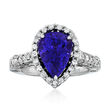3.60 Carat Tanzanite and 1.05 ct. t.w. Diamond Ring in 18kt White Gold