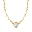 C. 1980 Vintage 18.5mm Cultured Mabe Pearl and 2.35 ct. t.w. Diamond Necklace in 14kt Yellow Gold
