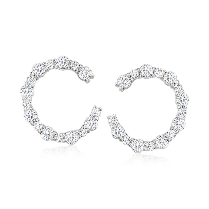 2.40 ct. t.w. Diamond C-Hoop Earrings in 18kt White Gold