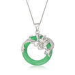 Jade Dragon Open-Space Pendant Necklace in Sterling Silver