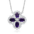 1.00 ct. t.w. Amethyst and .90 ct. t.w. White Topaz Clover Necklace in Sterling Silver