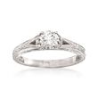 C. 2000 Vintage .75 ct. t.w. Diamond Engraved Ring in 14kt White Gold