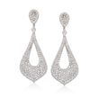 7.55 ct. t.w. Pave Diamond Dangle Earrings in 14kt White Gold