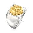 Italian Two-Tone Sterling Silver Lion Ring